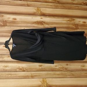 Modcloth Black Textured Surplice Dress with Pink Blue Dotted Pattern